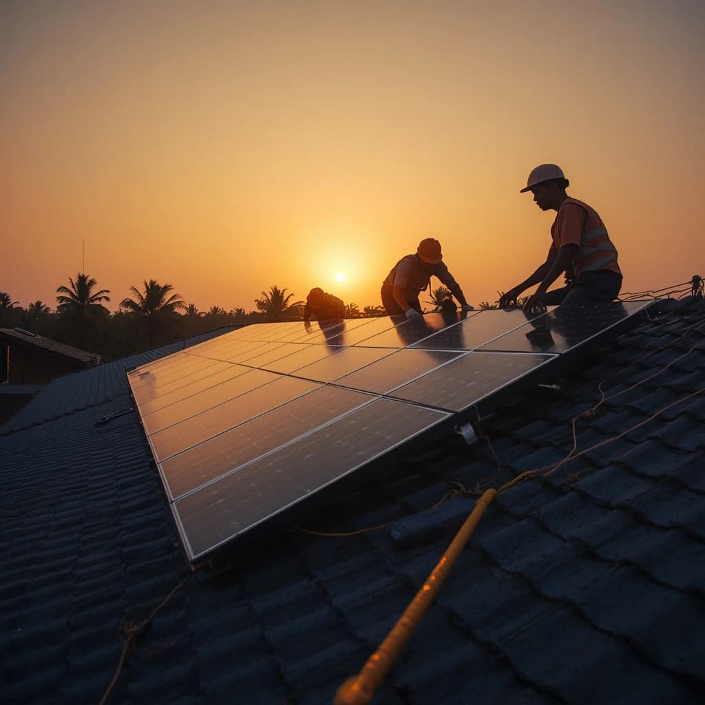 Professional solar installation team