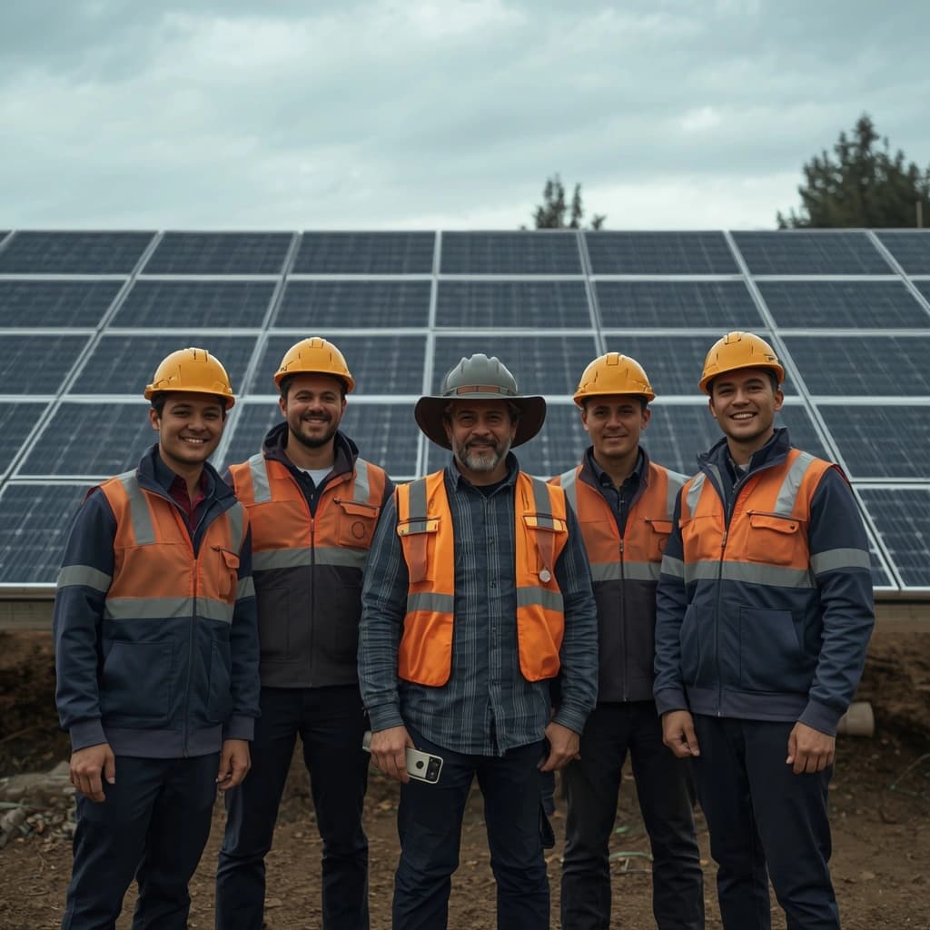 Technician installing solar panels